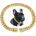 Collier de chien chaîne cubaine de luxe – Métal plaqué or