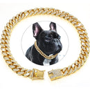 Collier de chien chaîne cubaine de luxe – Métal plaqué or