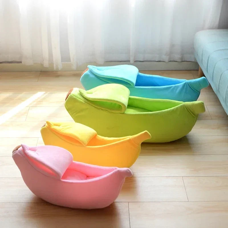 Banana Cat Bed – Cozy Warm Pet House for Cats & Puppies