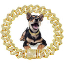 Collier de chien chaîne cubaine de luxe – Métal plaqué or
